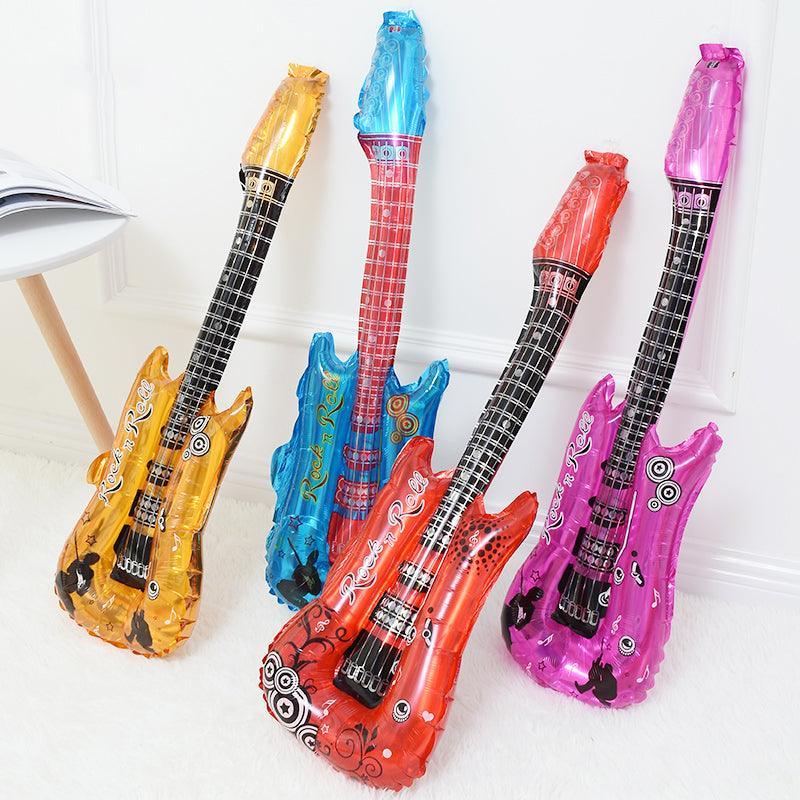 Guitar Foil Balloon Air Fill Rock and Roll Music Party Wedding Birthday Decoration - Rose Red