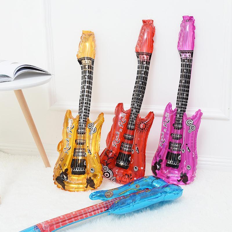 Guitar Foil Balloon Air Fill Rock and Roll Music Party Wedding Birthday Decoration - Rose Red