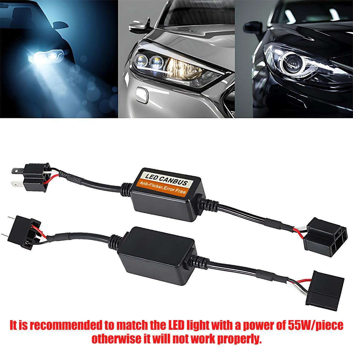 2PCS H4 CANBUS LED Headlight Decoder Anti Flicker Error Canceller Load Resistor