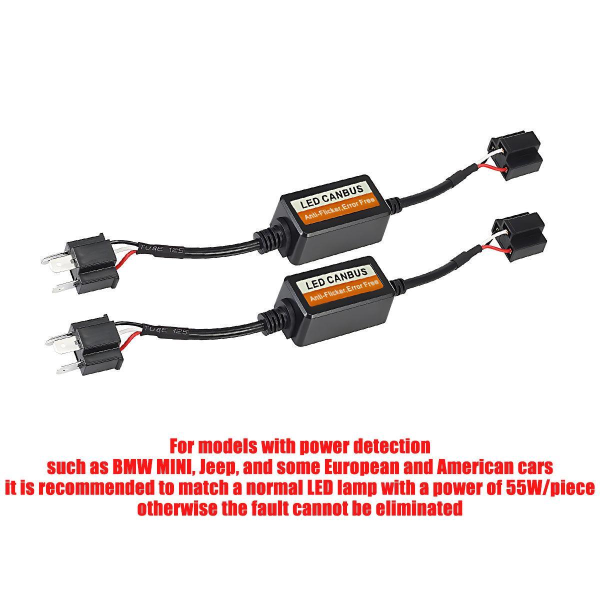 2PCS H4 CANBUS LED Headlight Decoder Anti Flicker Error Canceller Load Resistor