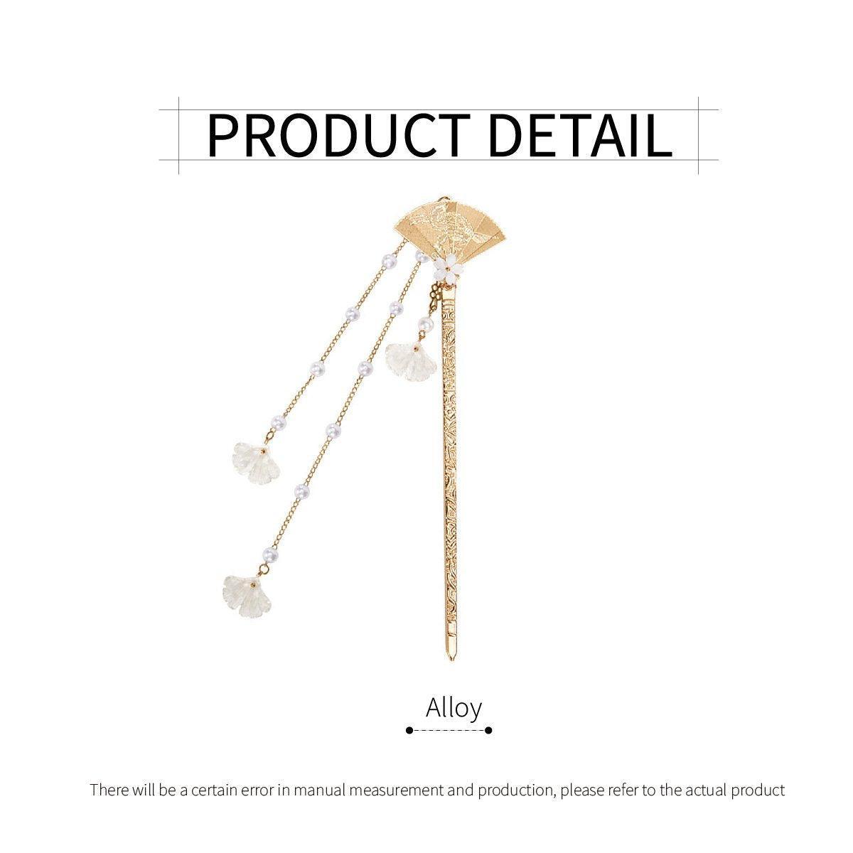 Chinese Style Hanfu Hairpin Folding Fan Fringe Headdress Accessories