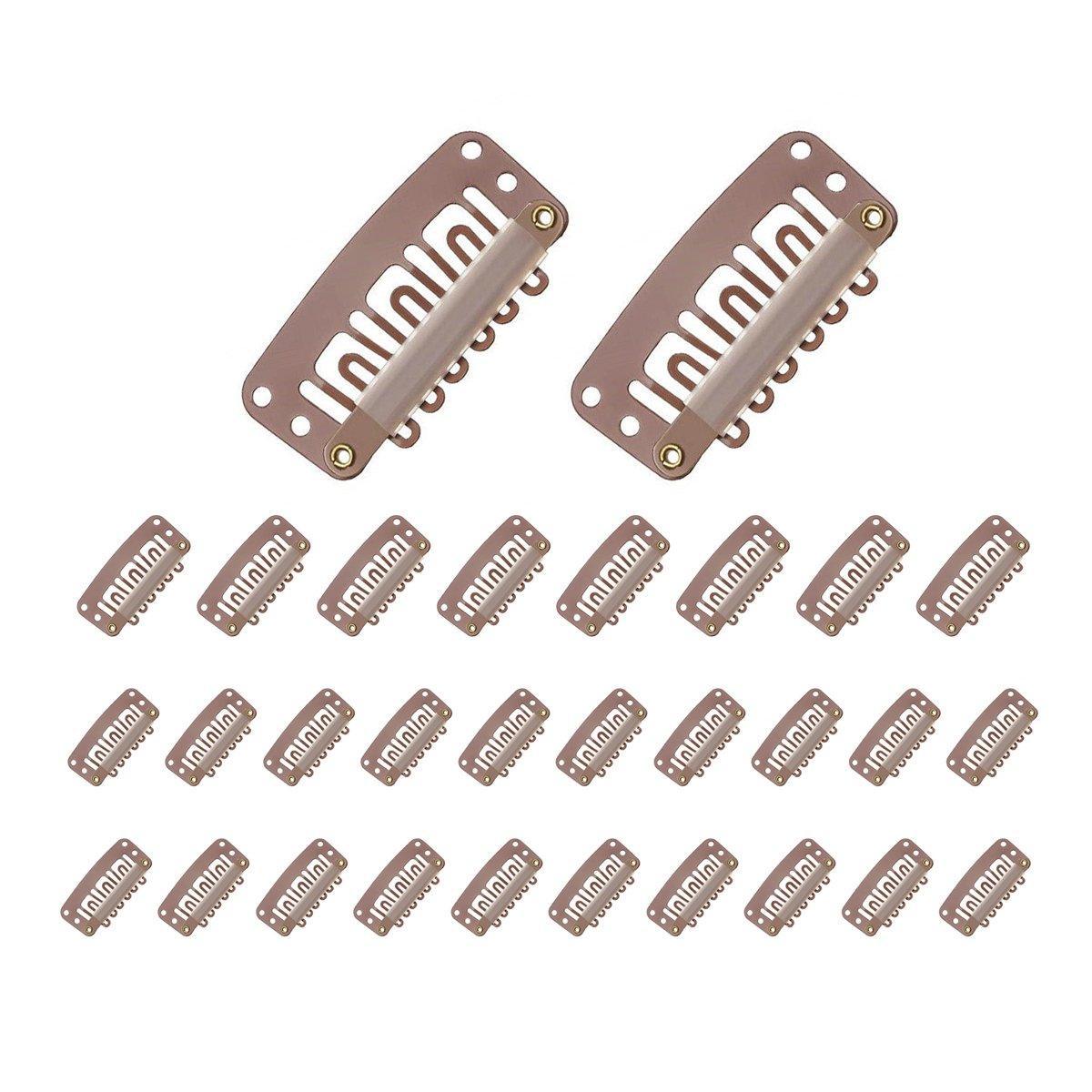 30pcs New Wig Snap Clips for Hair Extension Weft 32mm All Colors Hair Styling - Brown