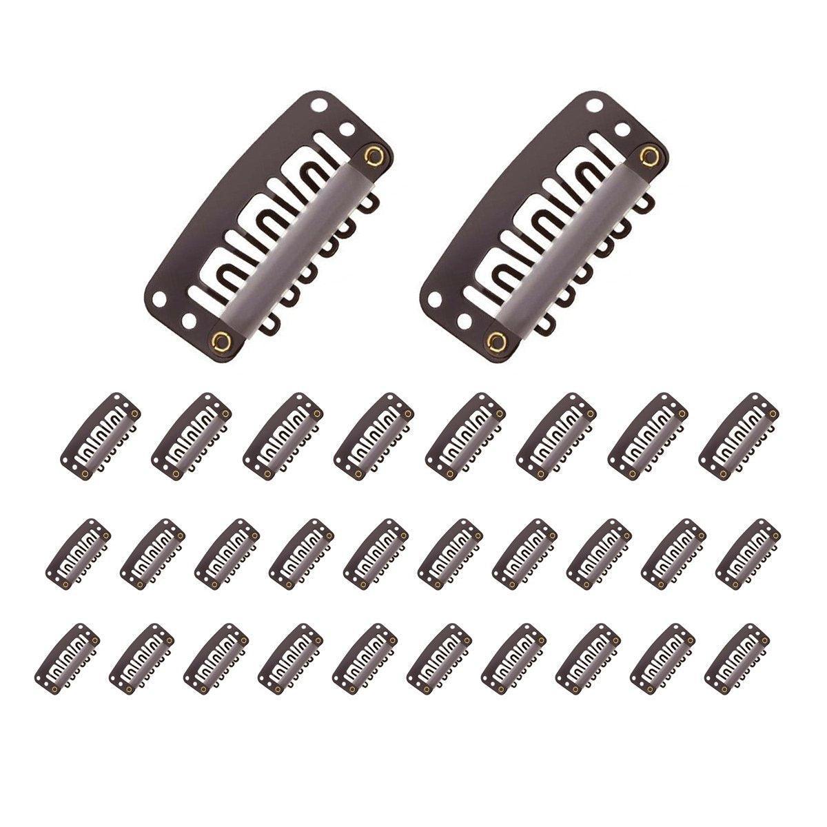 30pcs New Wig Snap Clips for Hair Extension Weft 32mm All Colors Hair Styling - Brown