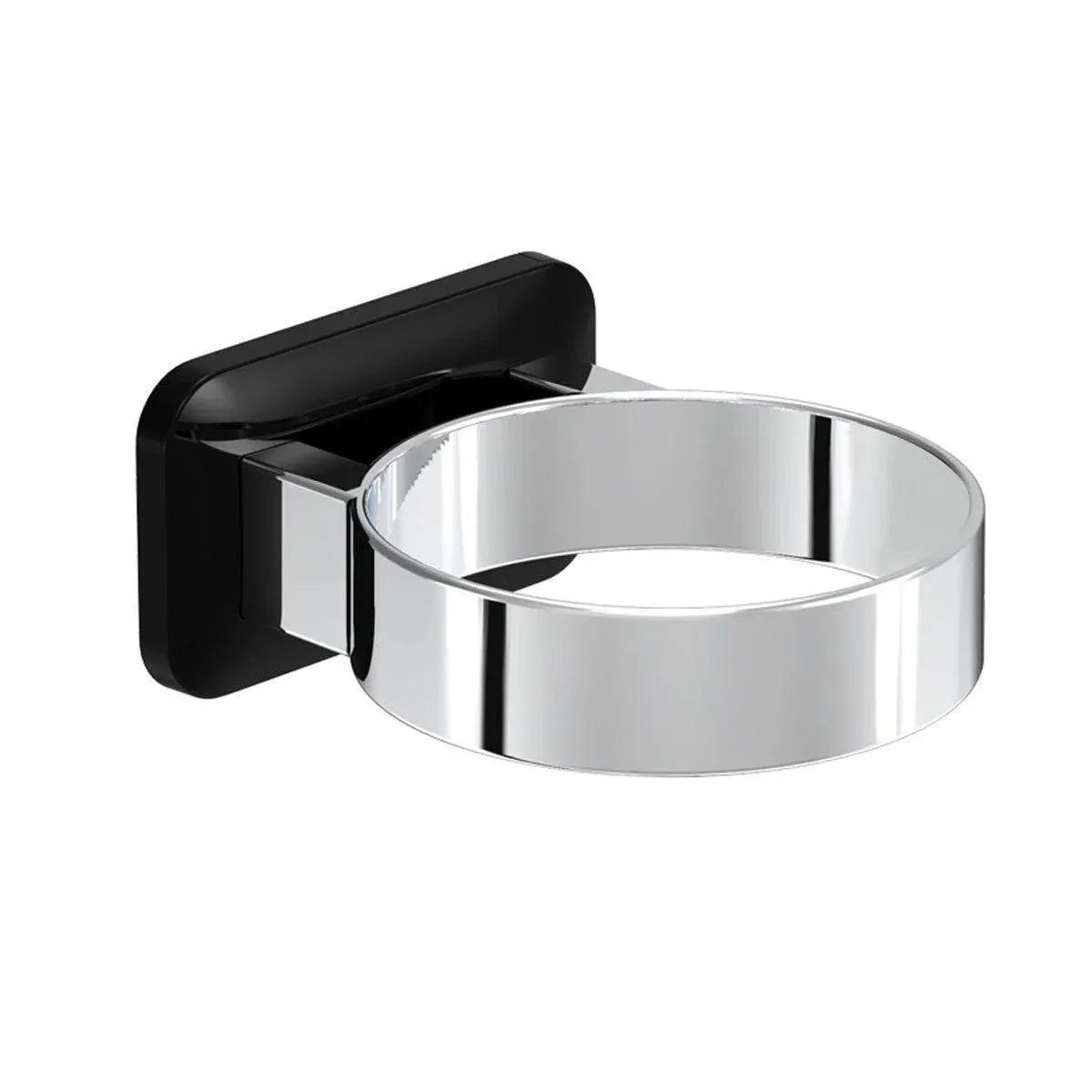 1-Piece Black and Silver Wall-Mounted Hair Dryer Holder