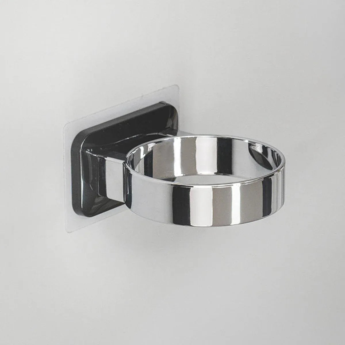 1-Piece Black and Silver Wall-Mounted Hair Dryer Holder