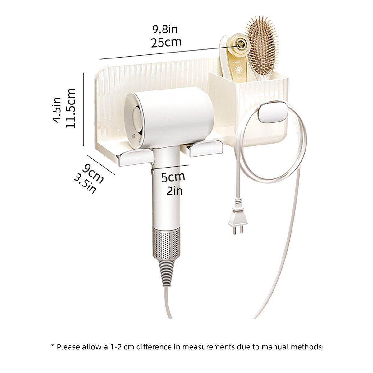 Hair Dryer Holder Rack Plastic Wall Mount No Drill Bathroom Organizer Storage - Gold