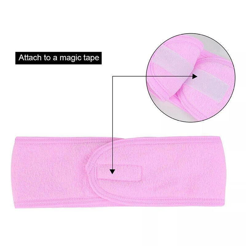 8-Colours Wrap Head Band Hairband Hair Band Adjustable Facial Make Up Face Wash Au - Pink