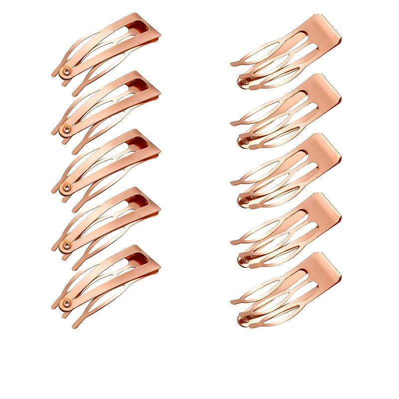 UP 30X Double-grip Hair Clips Metal Snap Barrettes Hair Styling Tool Women Girls - Gold(10PCS)
