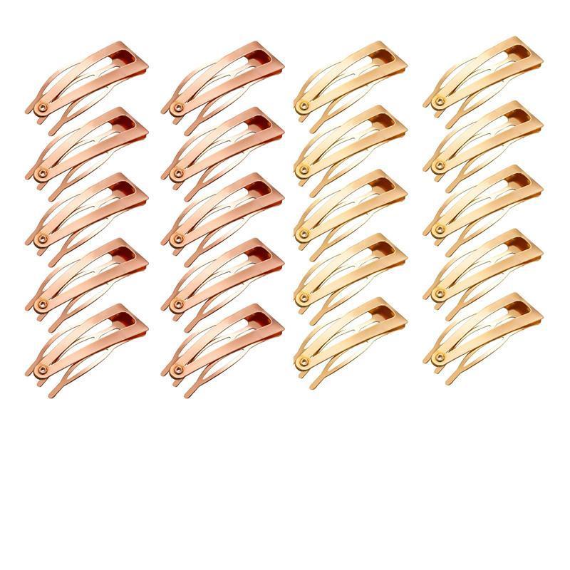 UP 30X Double-grip Hair Clips Metal Snap Barrettes Hair Styling Tool Women Girls - Rose Gold(10PCS)