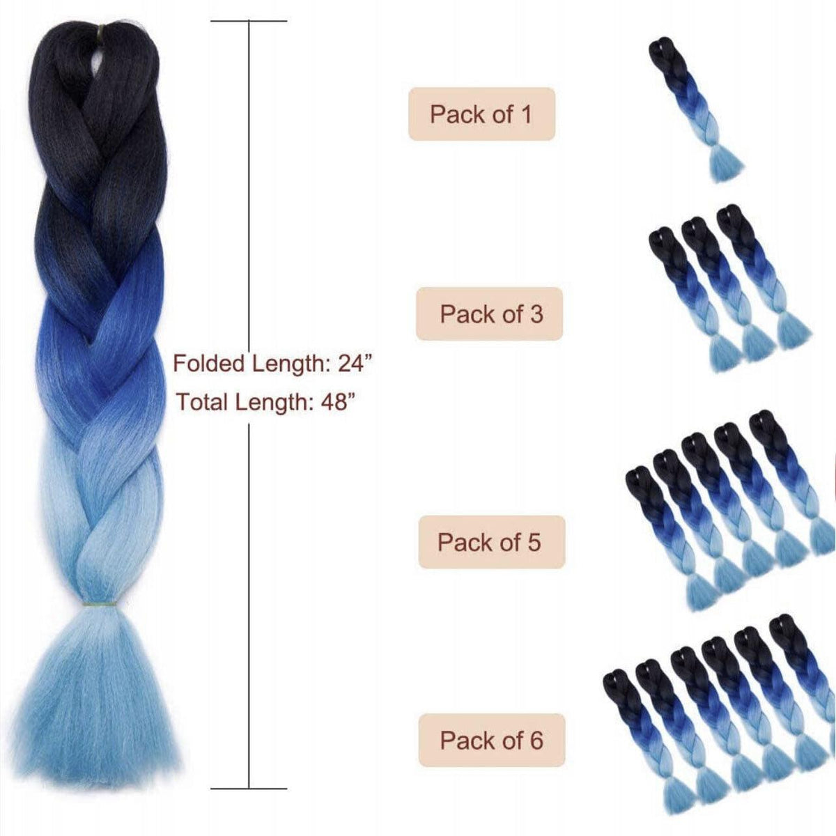 Coloured Jumbo Braiding Hair Extensions Braids Twist Hight Temperature Kanekalon - B1