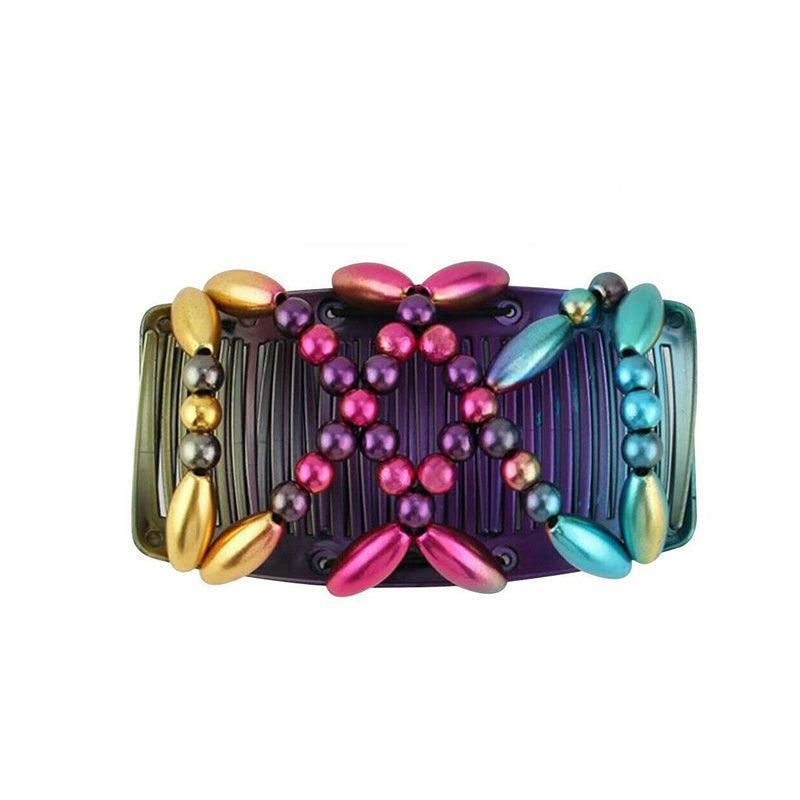 Beaded Stretchy Easy Magic Hair Comb Elastic Double Hair Clip Hair Accessories - Black