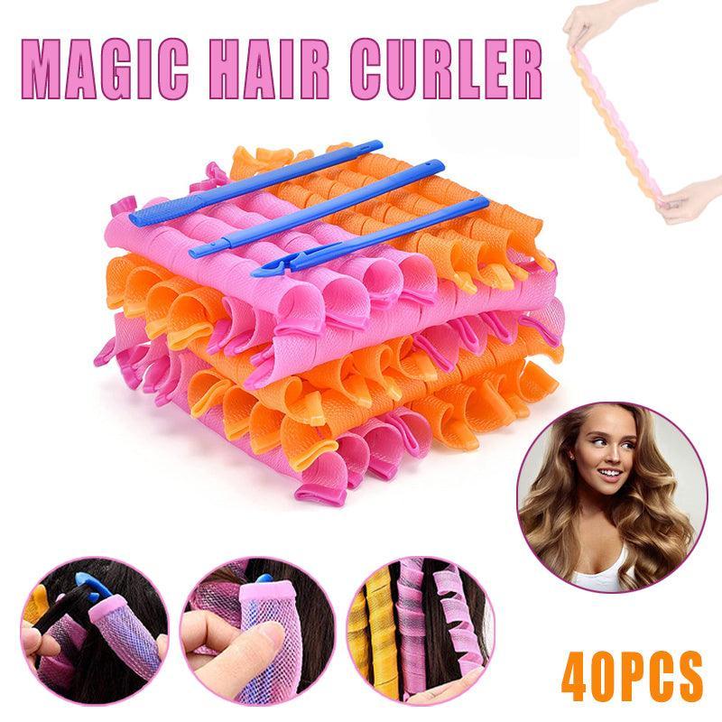 Magic Hair Curler No Heat 40Pcs Leverage Curlers Formers Spiral Styling Rollers