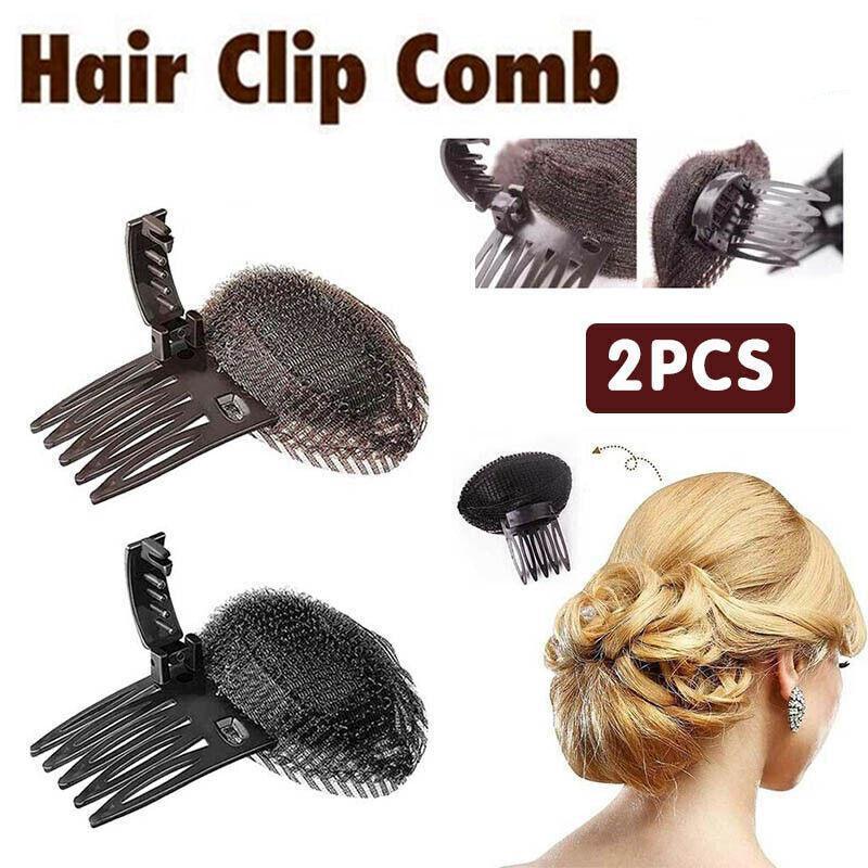 2Pcs Diy Invisible Hair Volume Increase Fluffy Puff Sponge Pad Clip Comb Girls