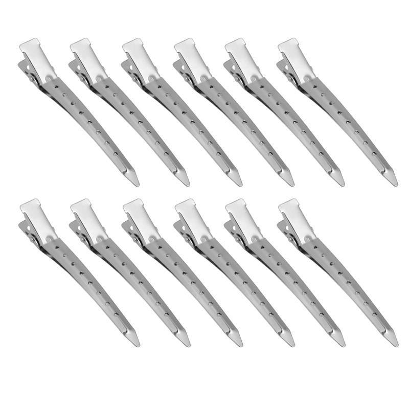 6-54X 9cm Hairdressing Sectioning Hair Clips Duck Bill Hairpin Salon Metal Curl Clips - 12PCS