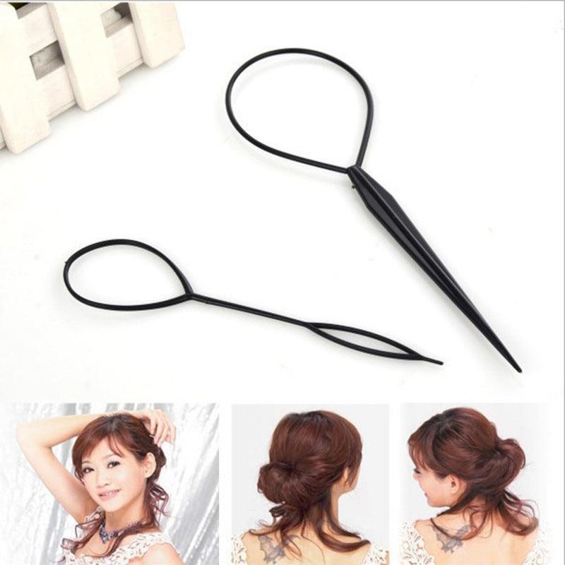 Hair Styling Tool 2Pcs Set Topsy Tail Ponytail Maker Braid Ladies Girl Clip Loop