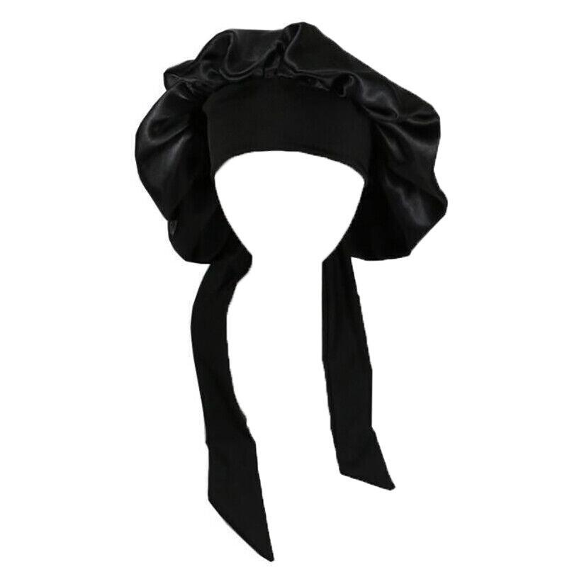 Sleeping Bonnet Hair Wrap Silk Satin Cap Women Elastic Night Hat Soft Headwear - Blue