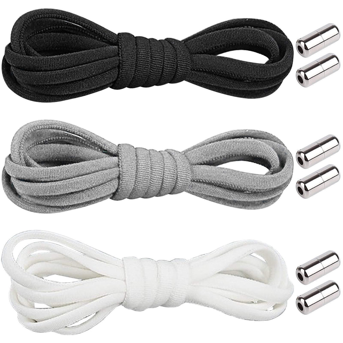 No Tie Locked Elastic Shoelace Shoe Lace Lazy Laces Sneakers Sports - Grey