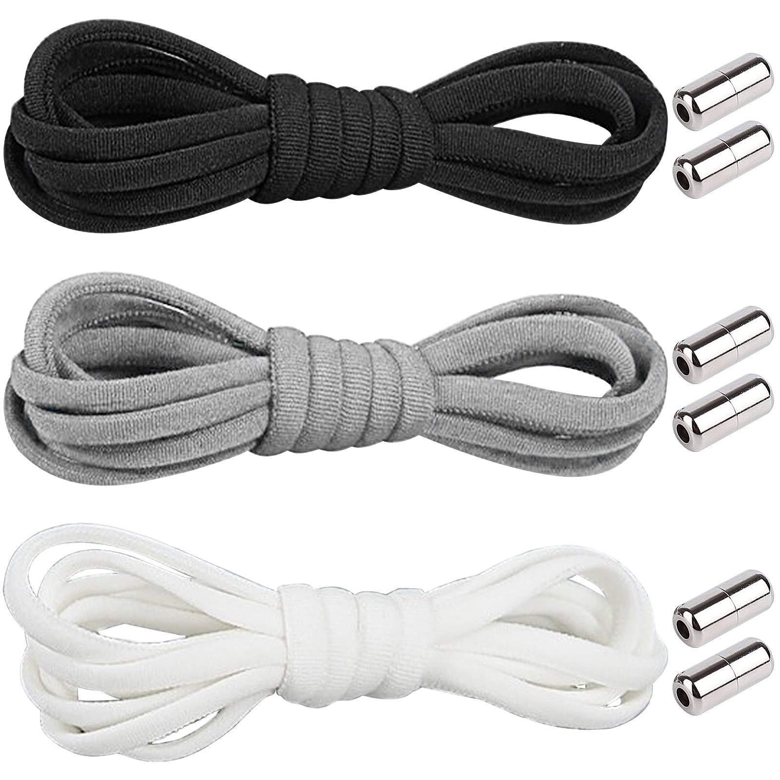 No Tie Locked Elastic Shoelace Shoe Lace Lazy Laces Sneakers Sports - Grey