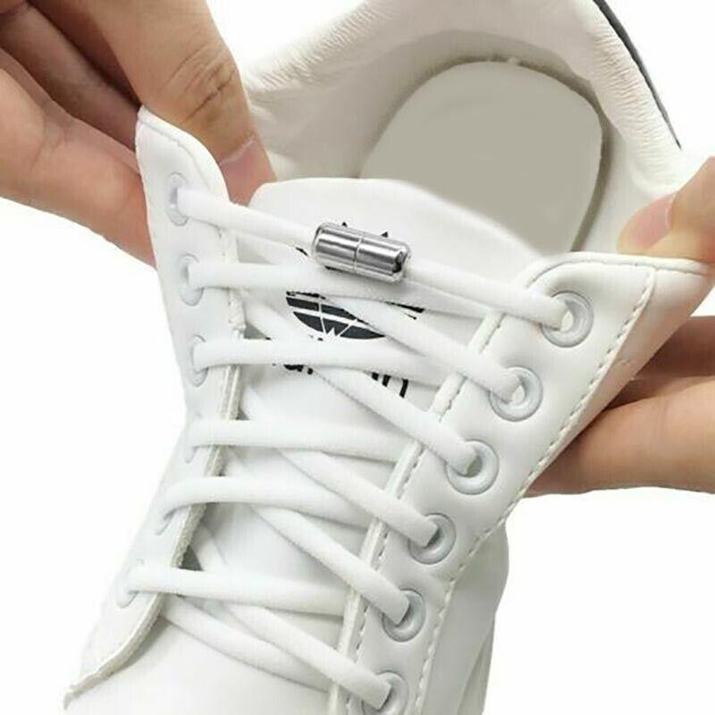 No Tie Locked Elastic Shoelace Shoe Lace Lazy Laces Sneakers Sports - Grey