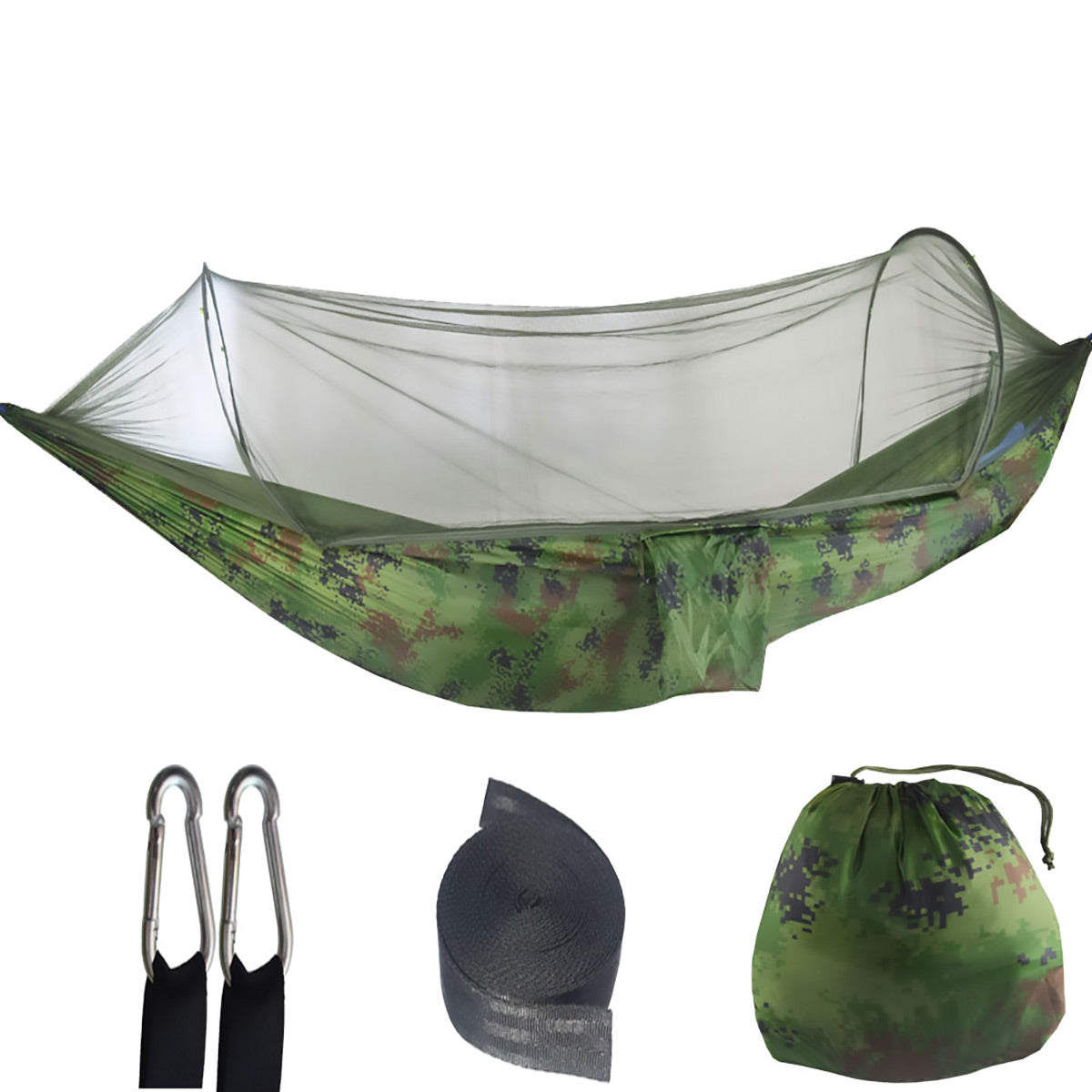 Camping Hammock Tent Set Double Outdoor Hanging Bed With Mosquito Net For Travel - Green