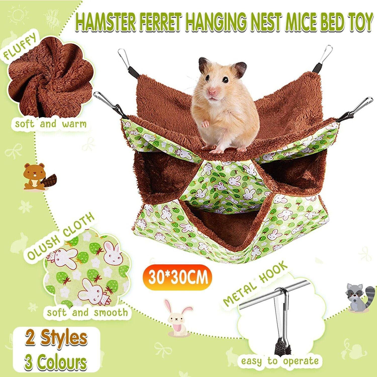 Hanging Hammock Nest Bed for Hamster Guinea Pig Ferret Rat Mice Cage Warmer Toy - Green Rabbit