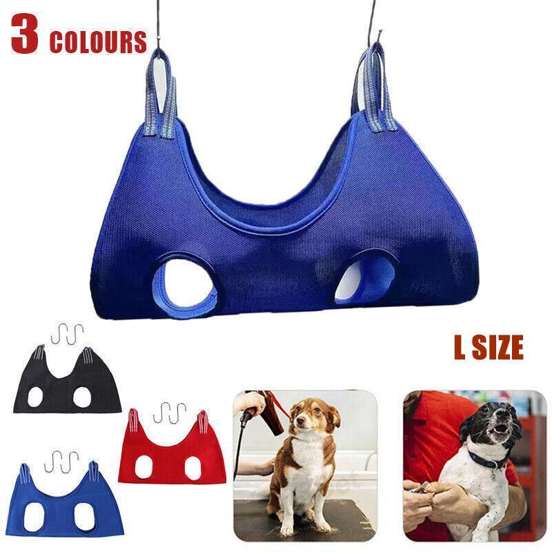 L Size Hammock Helper Pet Dog Cat Grooming Restraint Bags For Bathing Trimming Nail - Red