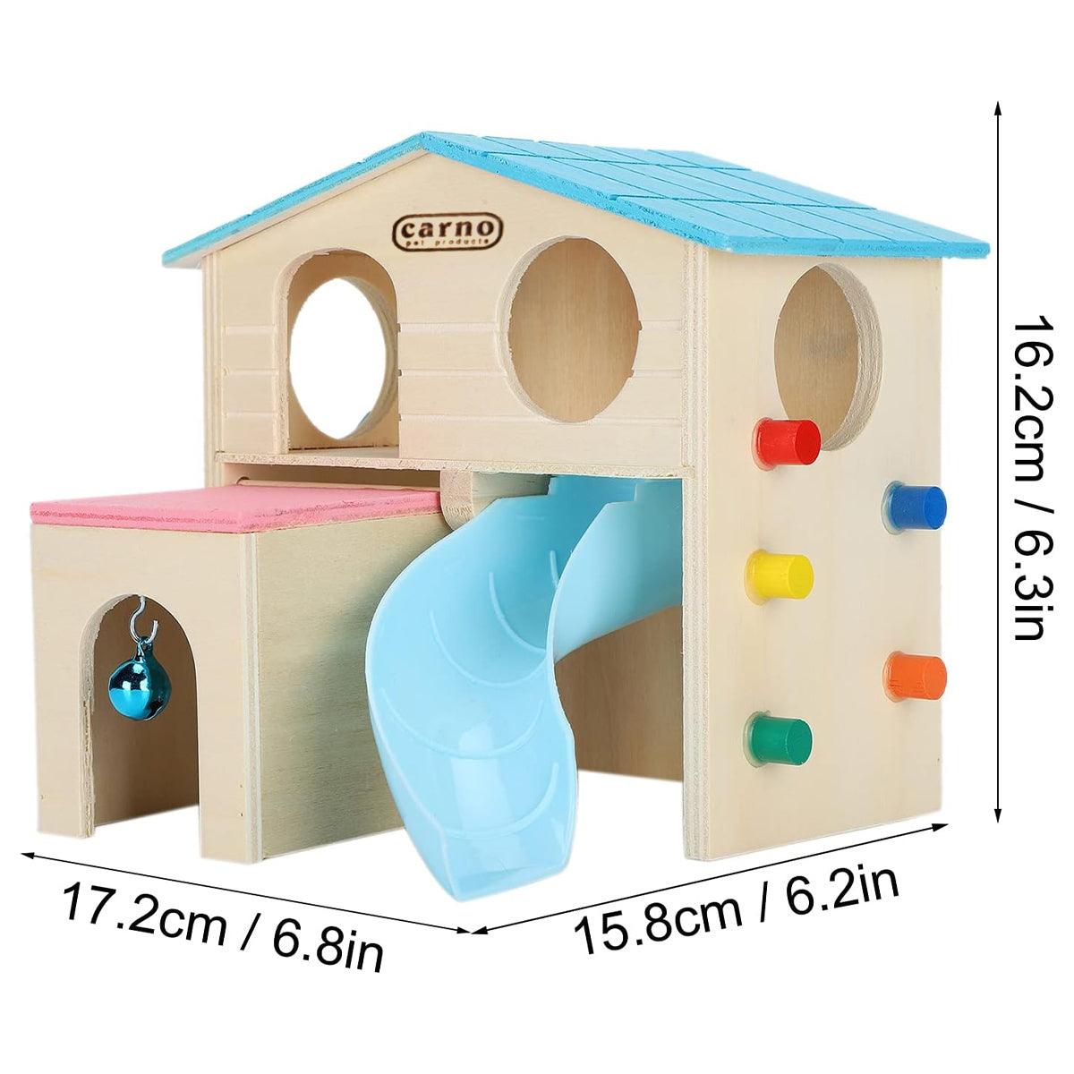 Wooden Luxury Hamster Villa Escape House Fun Nest Pet Home for Small Animals - Pink