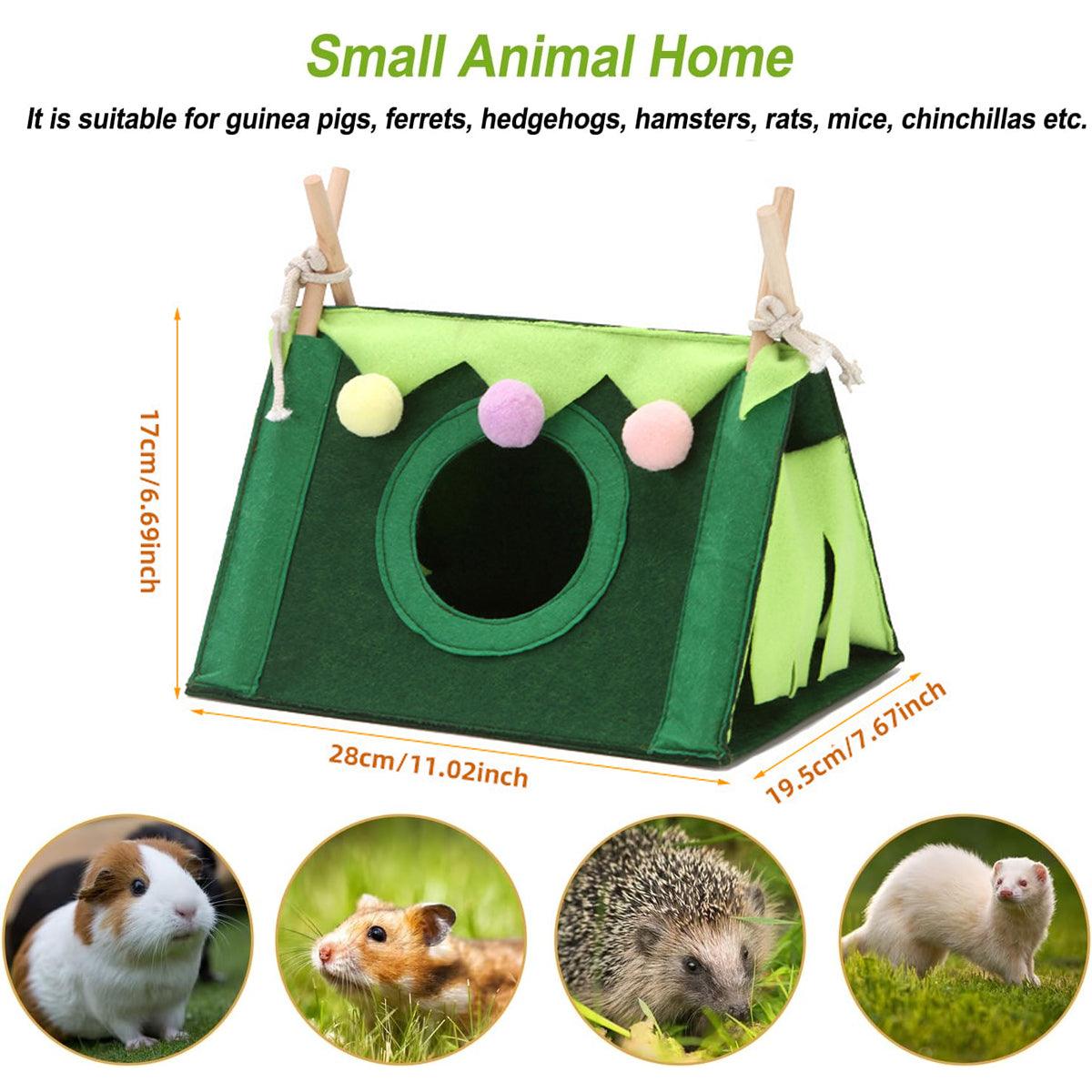 Hamster Tent Small Pet Hideout Pig Possum House Cool Triangle Nest Shelter - Green