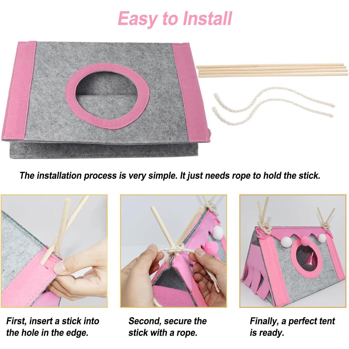 Hamster Tent Small Pet Hideout Pig Possum House Cool Triangle Nest Shelter - Green