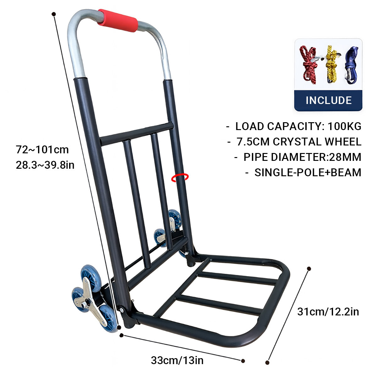Folding Hand Trolley Heavy Duty Solid Wheel or Stair Climber Tri Wheel for Moving - Stair Climber