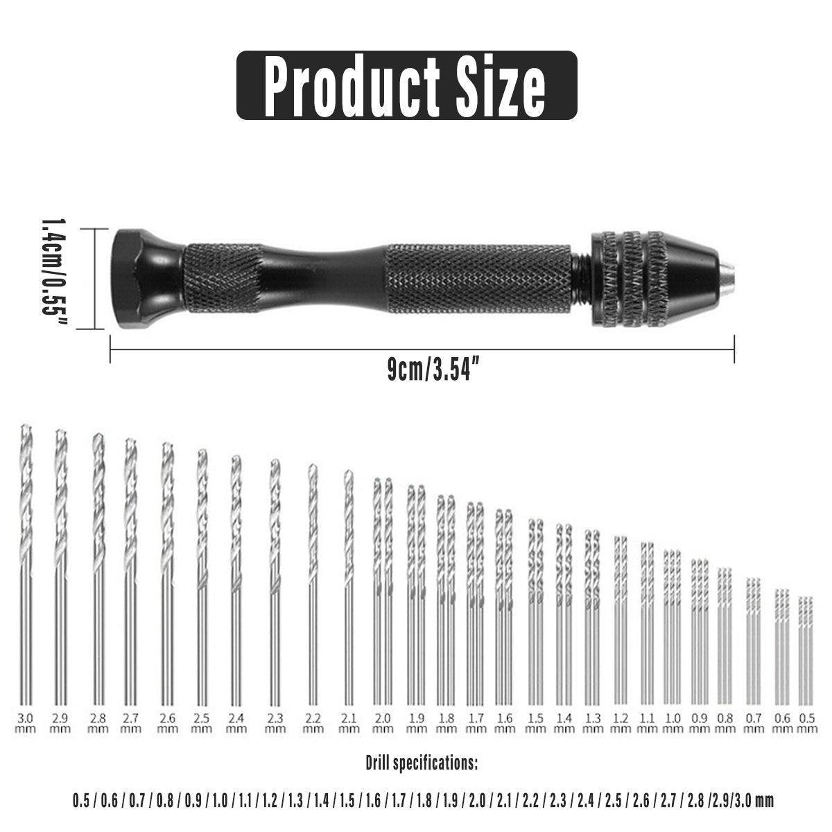 49pcs Mini Hand Drill Vise Hand Bits Twist Woodworking Set Precision Pin Tool