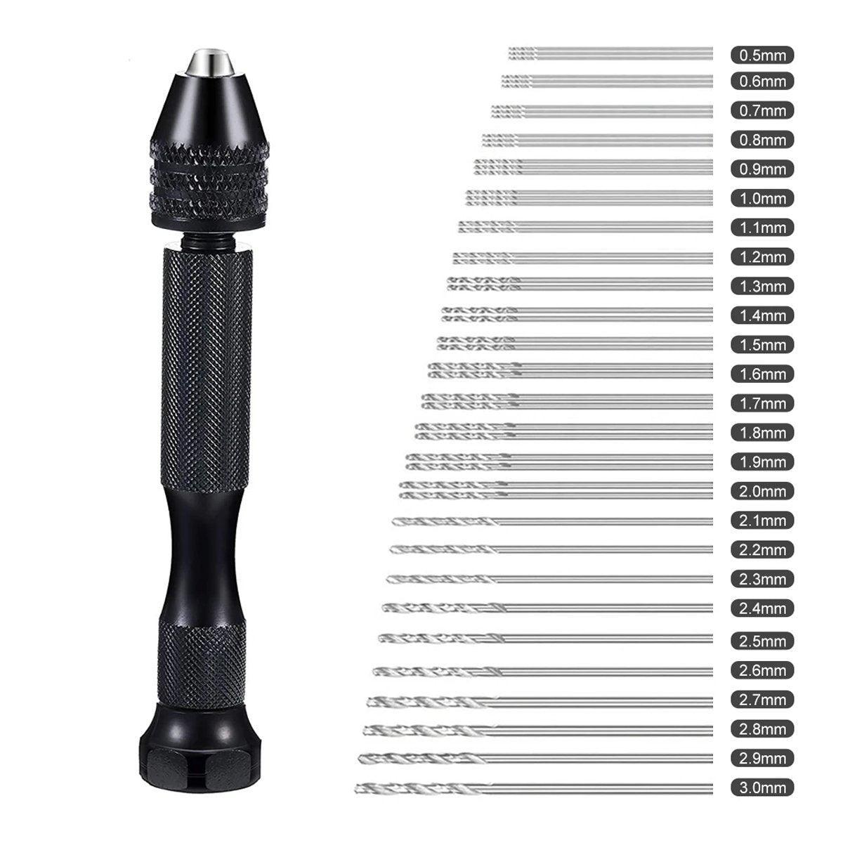 49pcs Mini Hand Drill Vise Hand Bits Twist Woodworking Set Precision Pin Tool