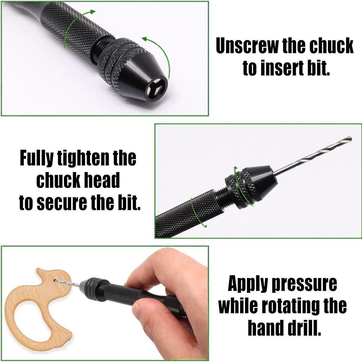 49pcs Mini Hand Drill Vise Hand Bits Twist Woodworking Set Precision Pin Tool