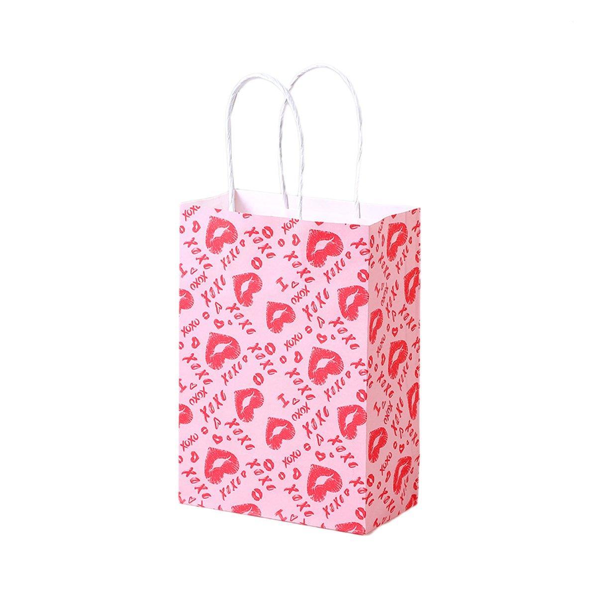 30x Valentines Day Love-Themed Tote Bag Elegant Kraft Paper Handbag Lightweight - Y166