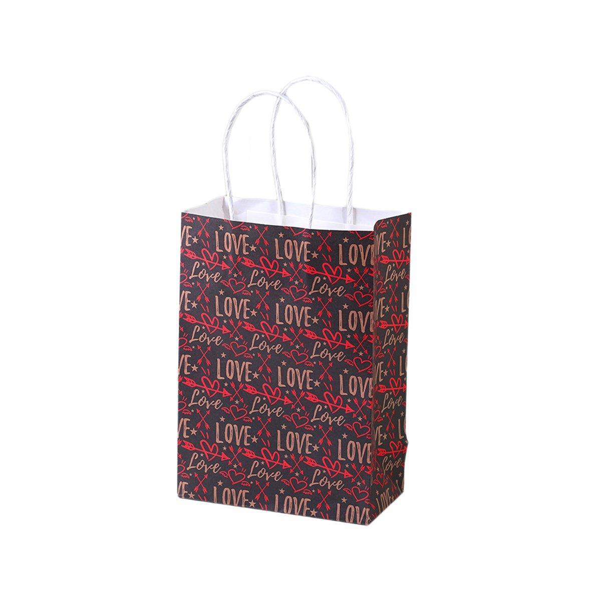 30x Valentines Day Love-Themed Tote Bag Elegant Kraft Paper Handbag Lightweight - Y167