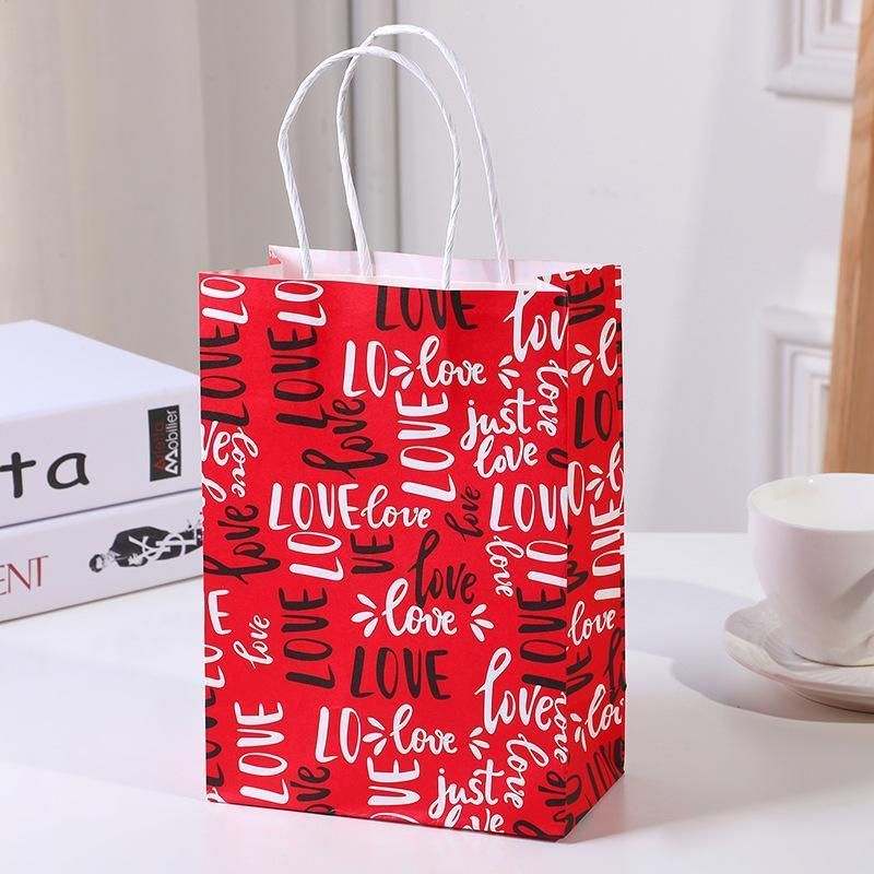 30x Valentines Day Love-Themed Tote Bag Elegant Kraft Paper Handbag Lightweight - Y169