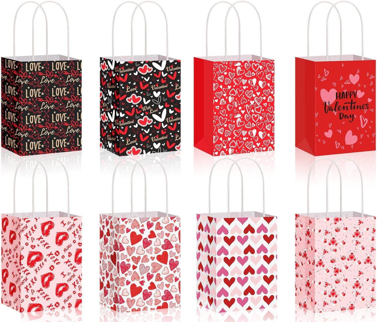30x Valentines Day Love-Themed Tote Bag Elegant Kraft Paper Handbag Lightweight - Y169