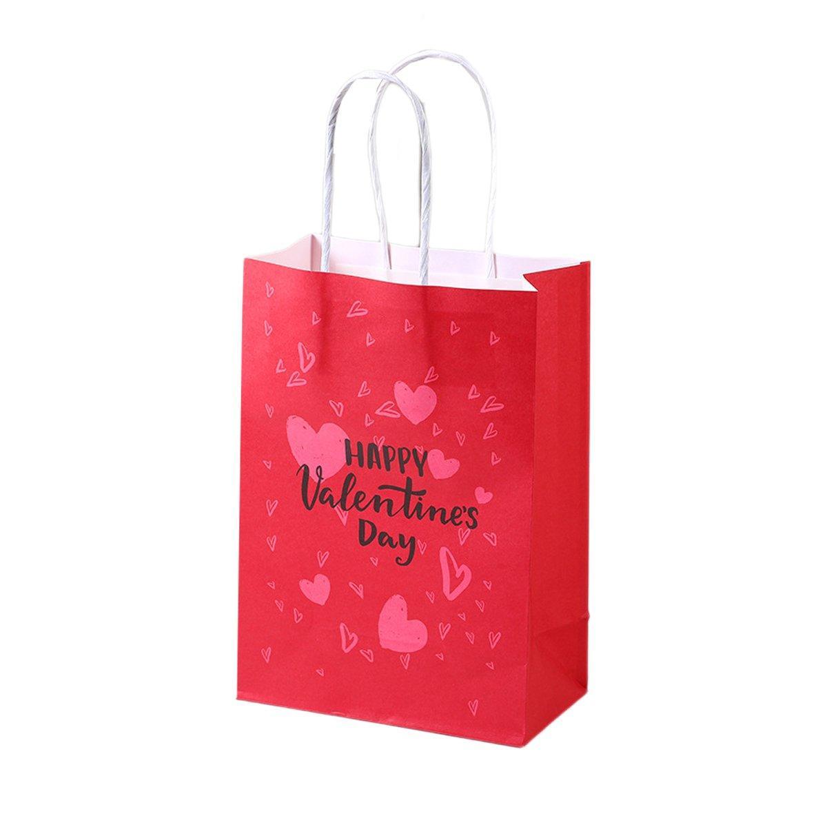 30x Valentines Day Love-Themed Tote Bag Elegant Kraft Paper Handbag Lightweight - Y170