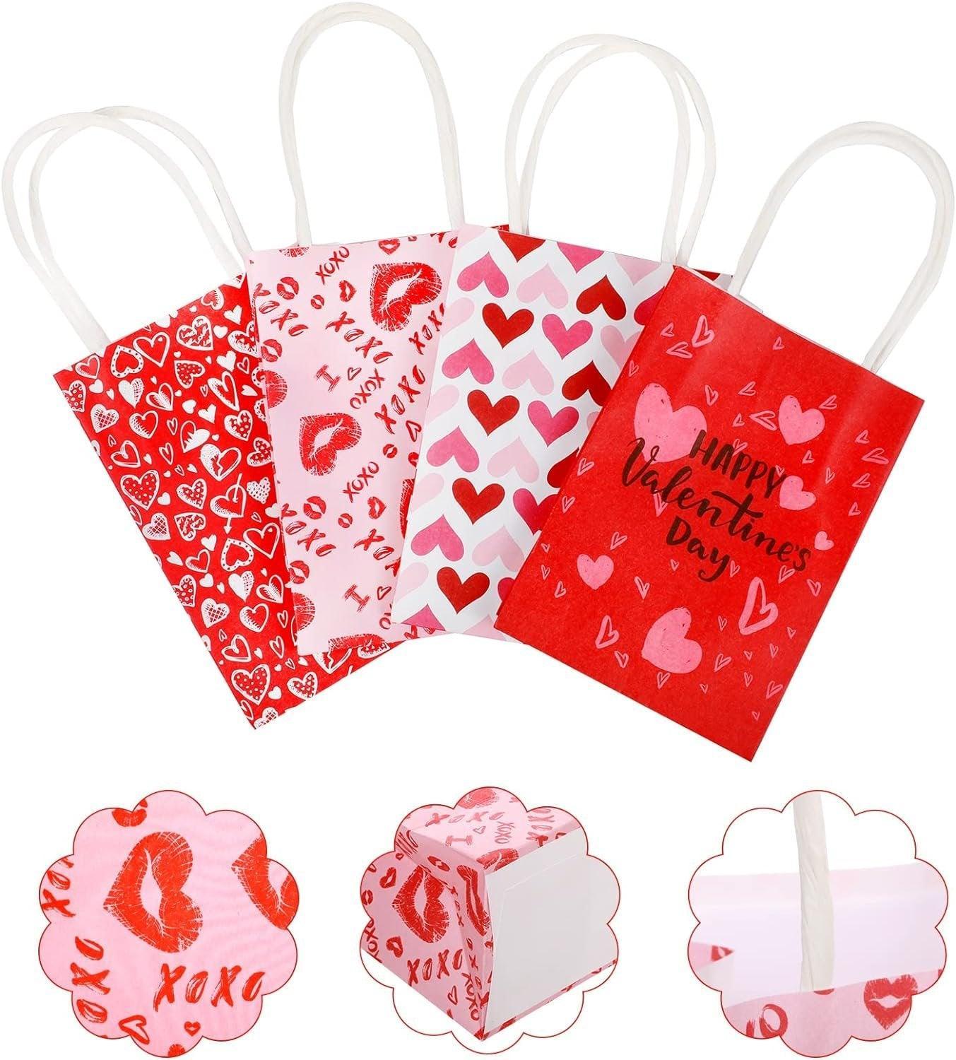 30x Valentines Day Love-Themed Tote Bag Elegant Kraft Paper Handbag Lightweight - Y171