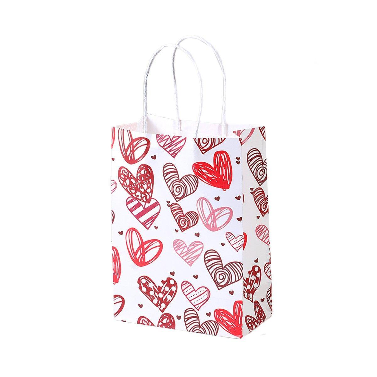 30x Valentines Day Love-Themed Tote Bag Elegant Kraft Paper Handbag Lightweight - Y173