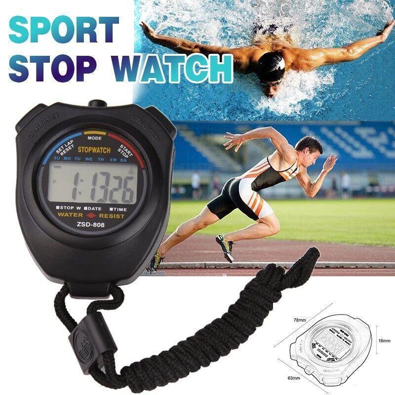 1/2x Handheld Stop Watch Digital Chronograph Sport Counter Stopwatch Timer Alarm - 1 PC