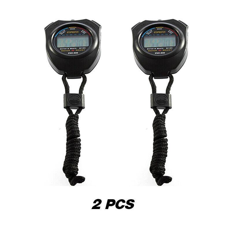 1/2x Handheld Stop Watch Digital Chronograph Sport Counter Stopwatch Timer Alarm - 1 PC