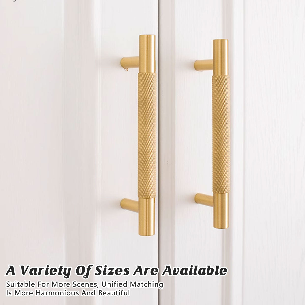 Light Luxury Cabinet Handle Full Copper Gold Straight Knurled Drawer Door Pull - 128mm