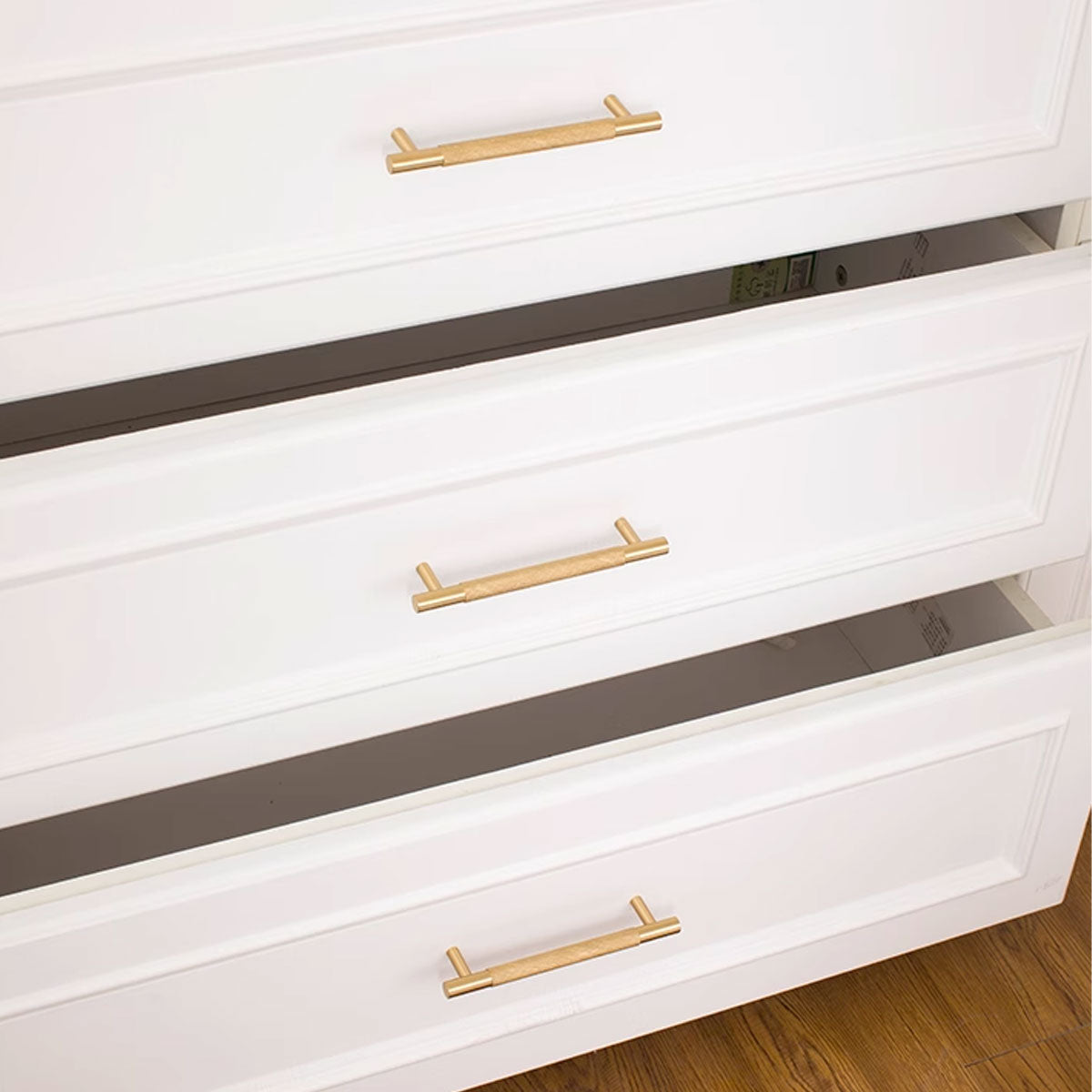 Light Luxury Cabinet Handle Full Copper Gold Straight Knurled Drawer Door Pull - 320mm