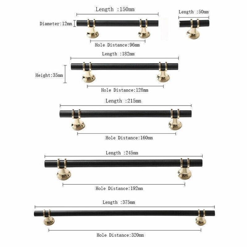 Black Gold Design Kitchen Cabinet Handles Drawer Bar Handle Pull 96 128 160 192 320MM - 128mm