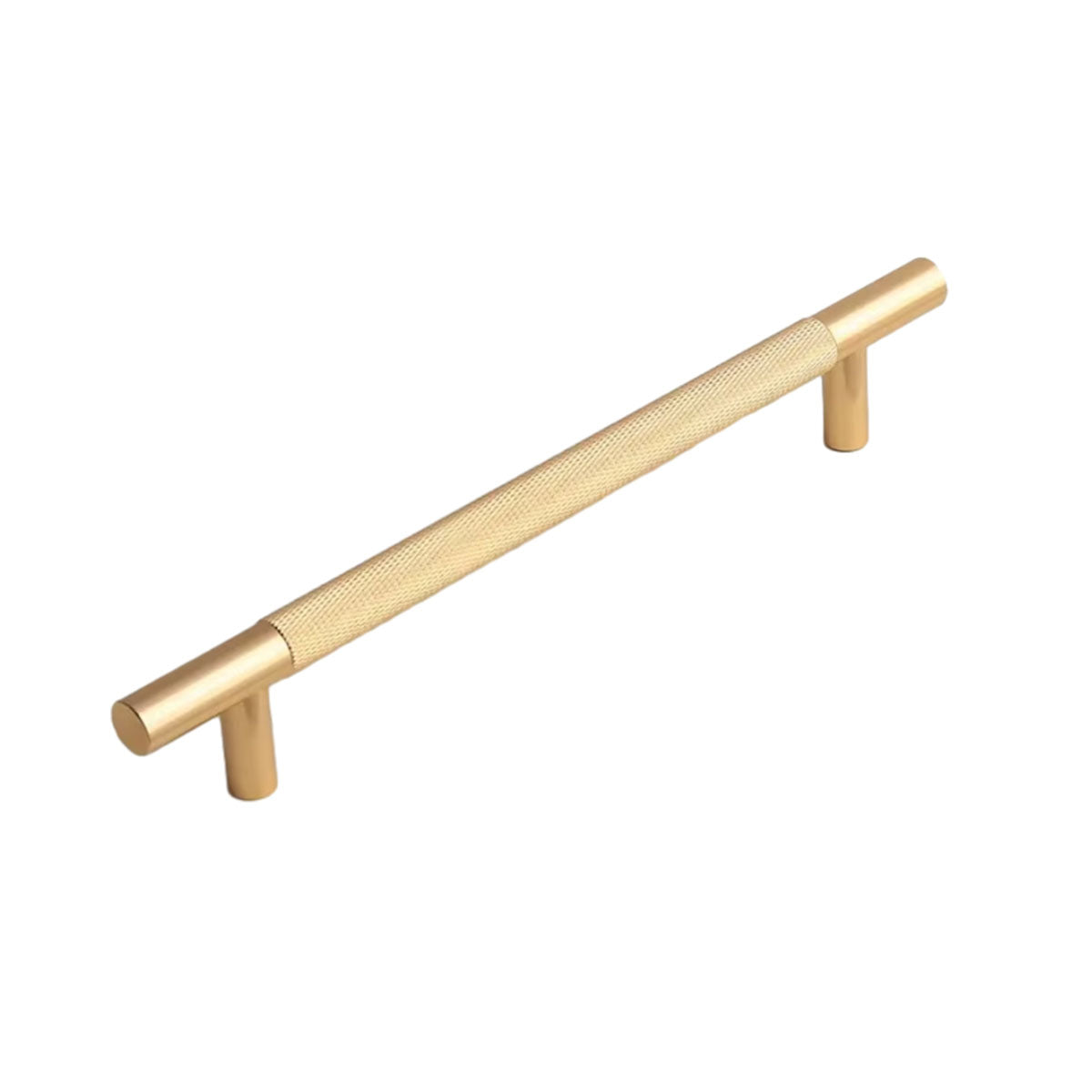 Light Luxury Cabinet Handle Full Copper Gold Straight Knurled Drawer Door Pull - Single Hole