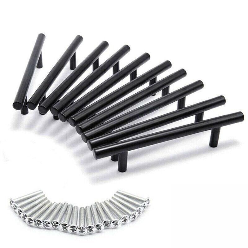 5pcs Silver Kitchen Cabinet Door Handles Stainless Steel Door Drawer Pull T Bar - 300mm/192mm