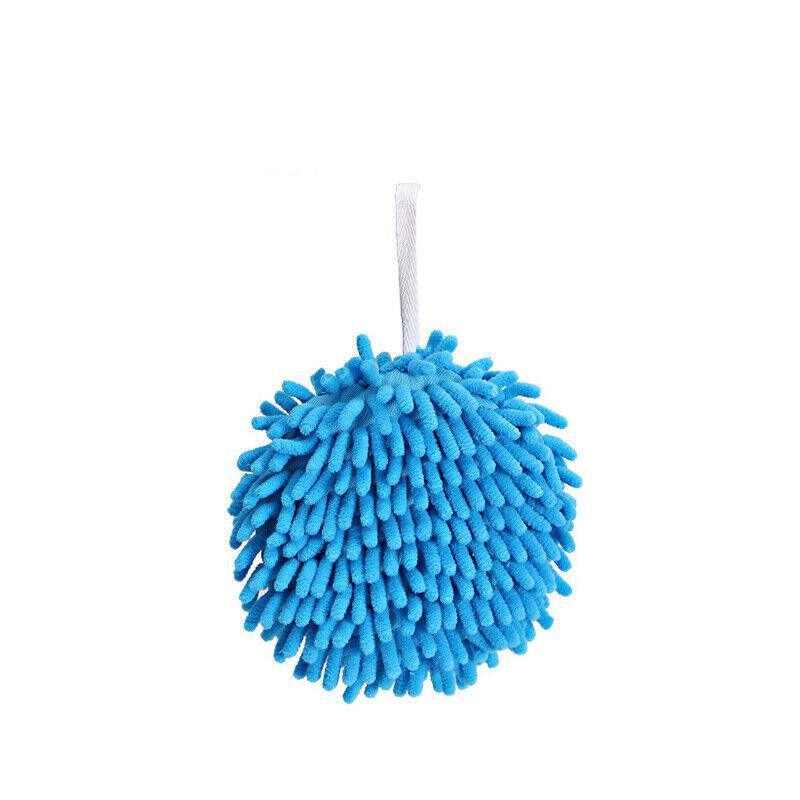 Chenille Hanging Ball Towel for Kitchen Bathroom Hand Drying Absorbent Cloth - White