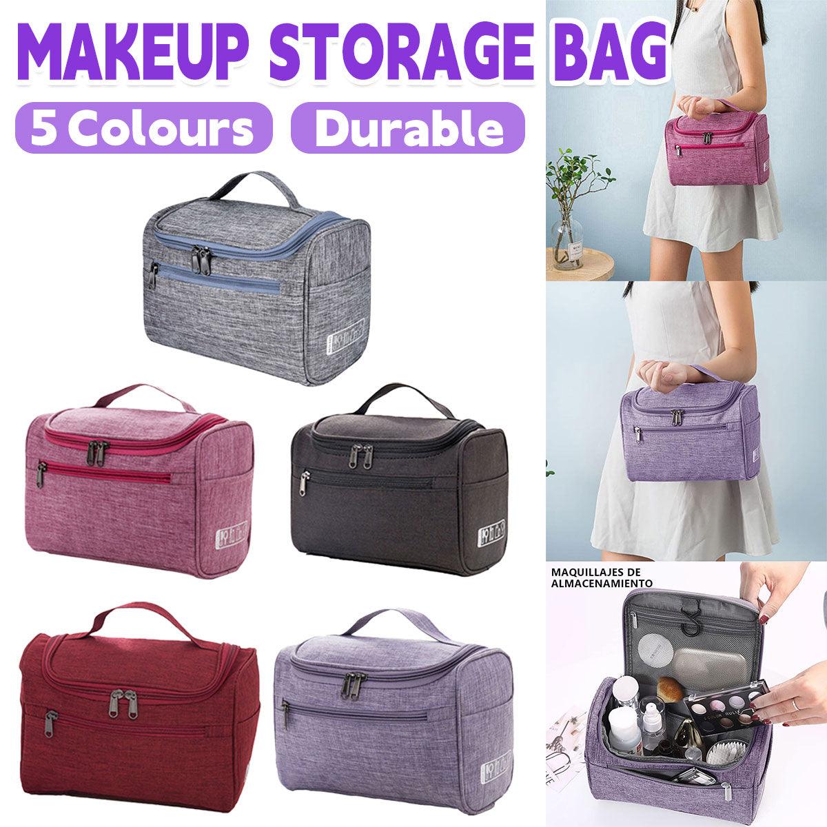 Womens Cosmetic Bag Make Up Case Travel Toiletry Wash Organiser Vanity Nail Box - Grey