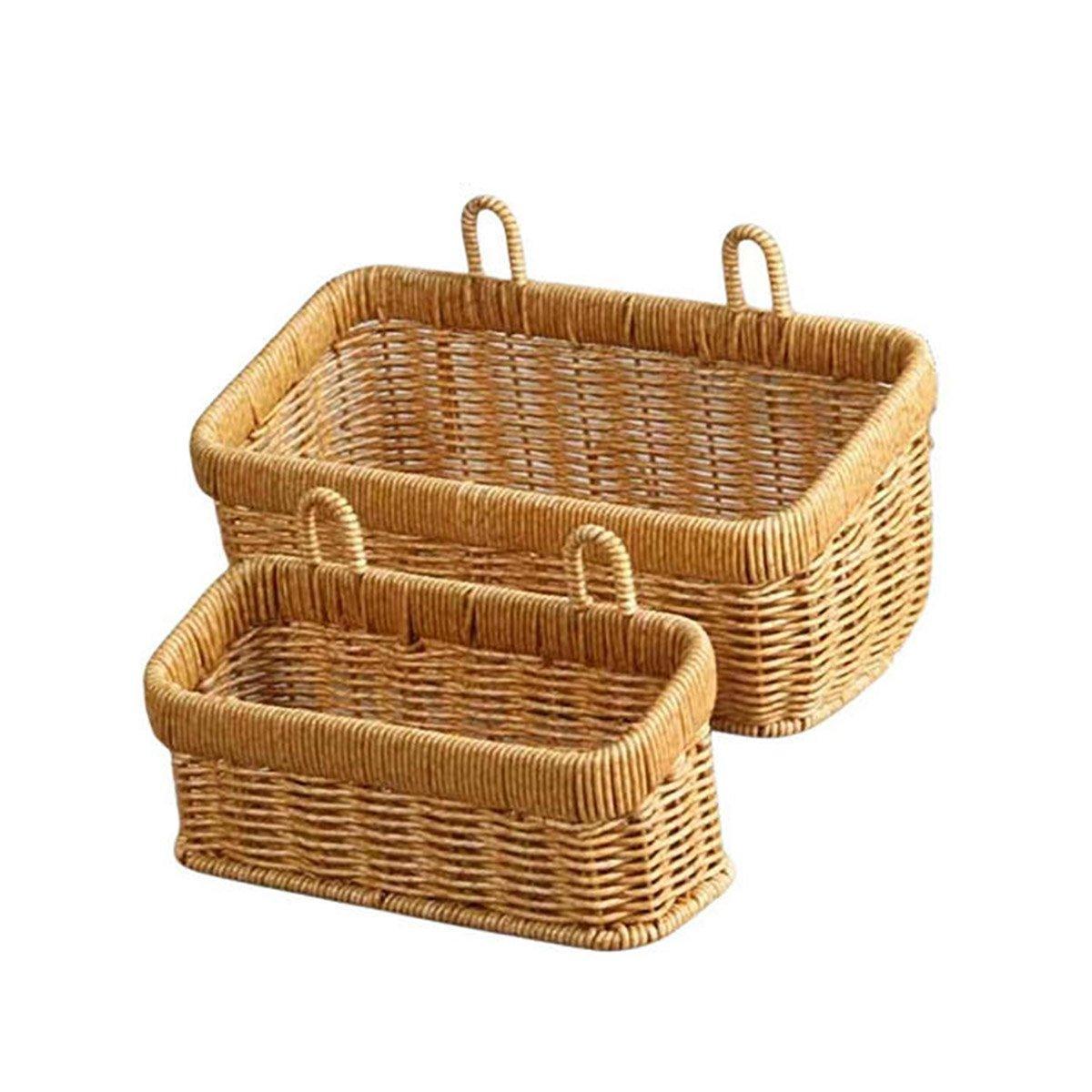 Wall-Mounted Rattan Style Hanging Storage Basket Kitchen Vegetable Fruit Basket - Large